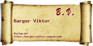 Barger Viktor névjegykártya